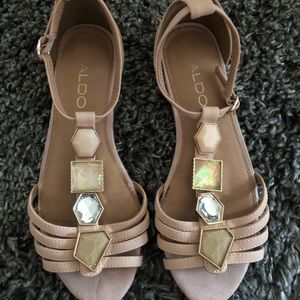 Aldo ankle strap jeweled flat sandal
